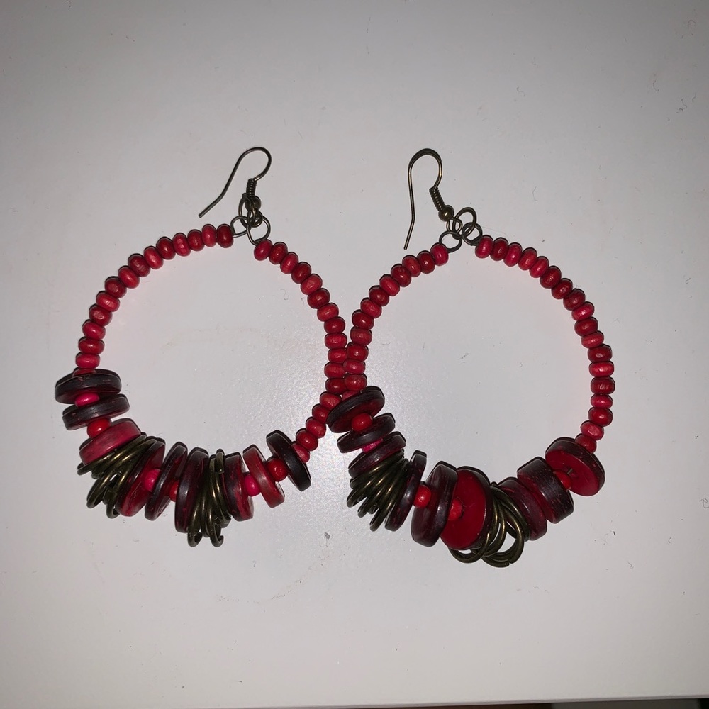 Cute pink circular earrings